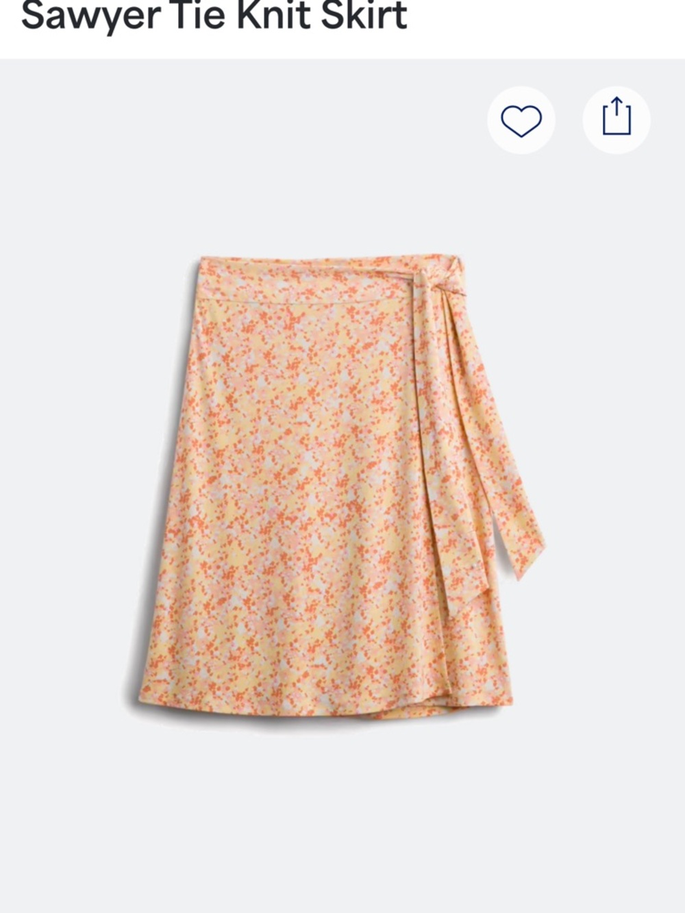 Gilli Peach Floral A-Line Tie Skirt